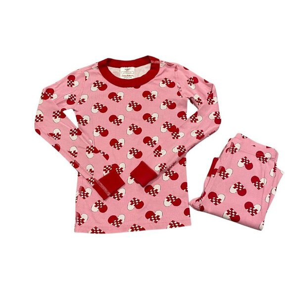 Hanna Andersson Girl's 2 piece Heart Pajama Set - Size 6-7 - Like New! - Picture 1 of 1